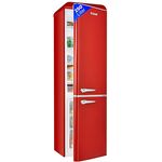 Bomann® Retro Kühl-Gefrier-Kombination mit 250 L Nutzinhalt | Kühlen: 186 L und Gefrieren: 64 L | Kühlschrank mit LED-Beleuchtung | Fridge mit stufenloser Temperaturregelung | KGR 7328.1 rot