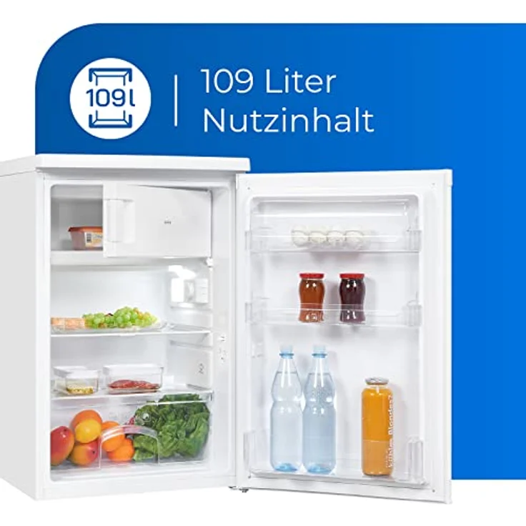 Exquisit Kühlschrank KS516-4-E-040E weiss | Kühlschrank mit Gefrierfach freistehend 109 L Volumen | Gemüsefach | Freistehender Kühlschrank mit Gefrierfach – Bild 3