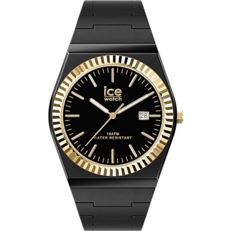 ICE-WATCH Ice Watch Watch 024768, Analoguhr mit schwarzem Silikonarmband und goldenen Akzenten, 36 mm, wasserdicht bis 10 bar, Kalenderfunktion – Bild 1
