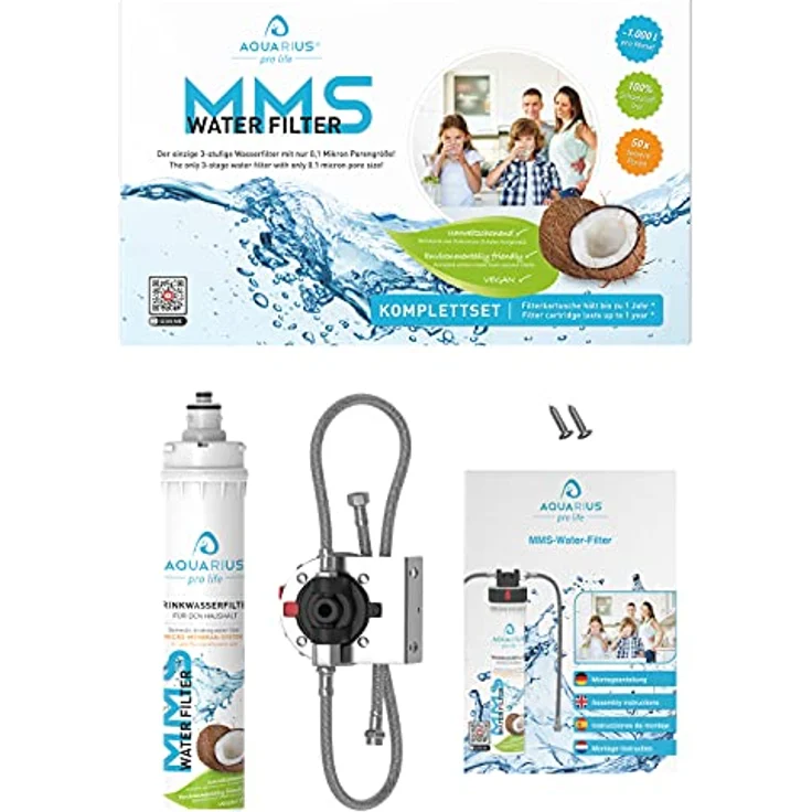 AQUARIUS pro life ® - Trinkwasserfilter - 0,1 Mikron Porengröße - Micro-Membran-System - bis zu 11.200 Liter/Jahr - Aktivkohlefilter + Keimsperre + Anti-Keim-Aktivator - Einbaufilter - Wasserfilter – Bild 2