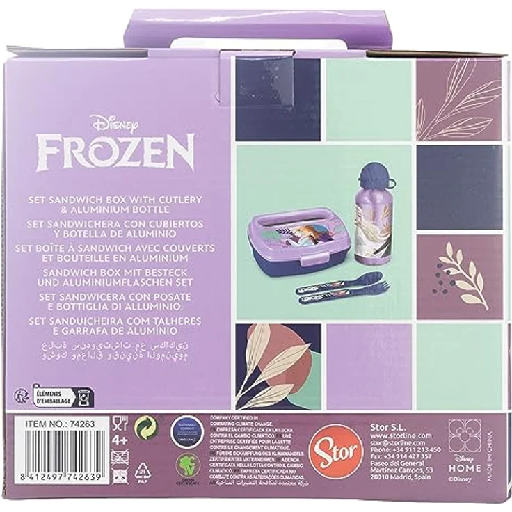 Disney Frozen Trust The Journey Lunchbox 4er Set, 4-teilig mit Aluminiumflasche und großer Snackbox für Kinder, Geschenkbox – Bild 3