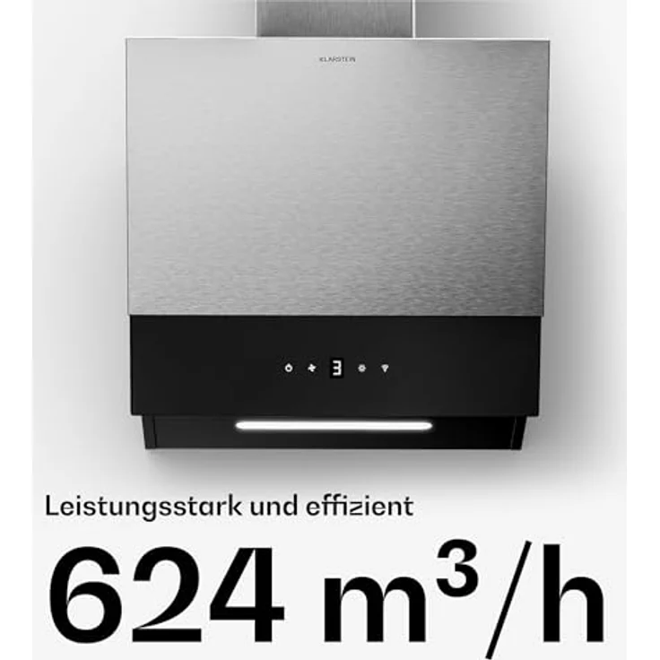 Klarstein Verosteel Dunstabzugshaube 45 cm, Kopffreihaube mit 624 m³/h, A++ Energieeffizienz, Touch-Bedienung, LED-Beleuchtung, Edelstahl & Glas, spülmaschinenfester Filter – Bild 4