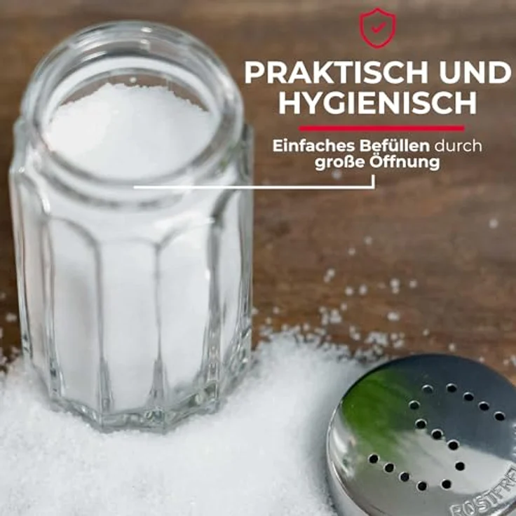 Westmark Salzstreuer, Fassungsvermögen 50 ml, Rostfreier Edelstahl-Glas, Traditionell, Silber-Transparent, 63012260 – Bild 5