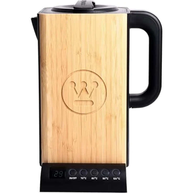 Westinghouse Bambus Elektrischer Teekocher, 1.7 Liter, Temperatureinstellung, Warmhaltefunktion, Kalkfilter, Trockengehschutz, Bambus-Design – Bild 1