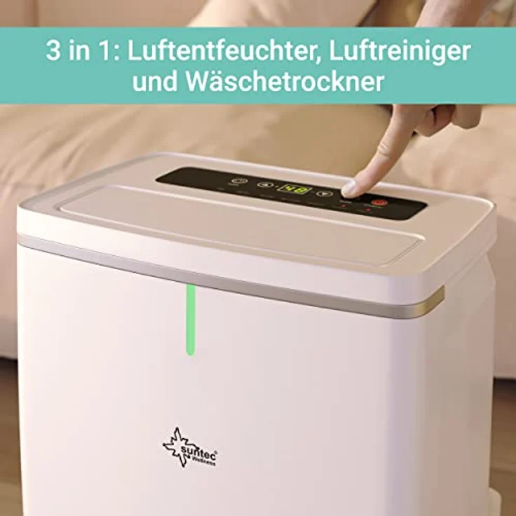 SUNTEC Dryfix 20 Lumio Luftentfeuchter für Räume bis 150 M³ (ca 65 m2) | Raumentfeuchter mit 20 l-Tag Entfeuchtung | Luftentfeuchter elektrisch inkl. Luftreiniger Funktion + mobile Wäschetrocknung – Bild 6