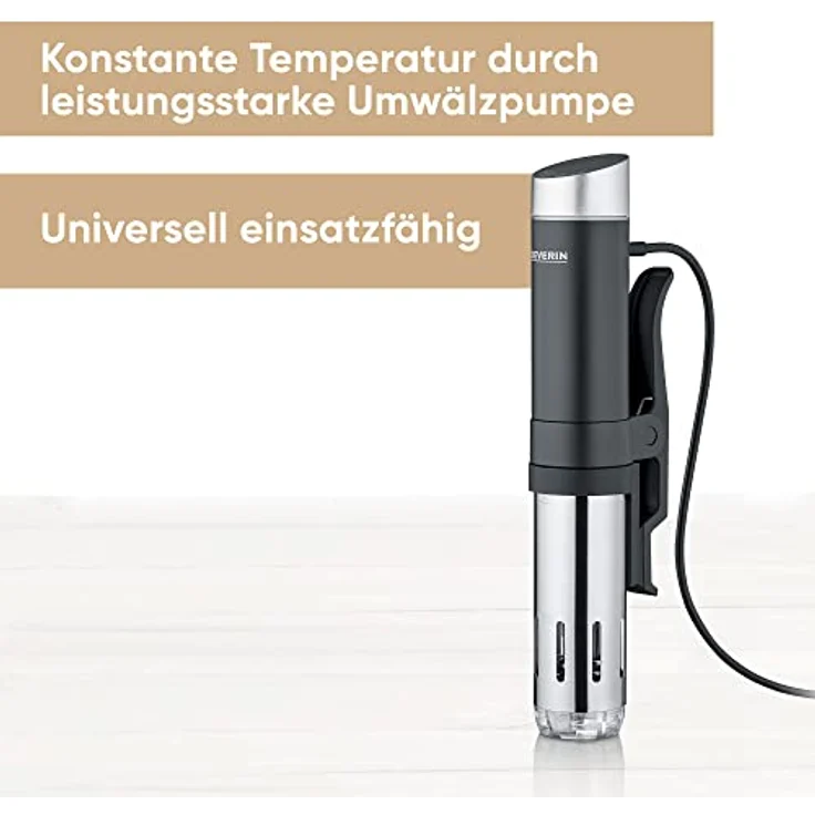 SEVERIN Sous Vide Stick mit Touchbedienung, leistungsstarker Sous-Vide Garer mit LED-Display, bei herkömmlichen Geräten, Edelstahl-gebürstet / schwarz, SV 2451 – Bild 2