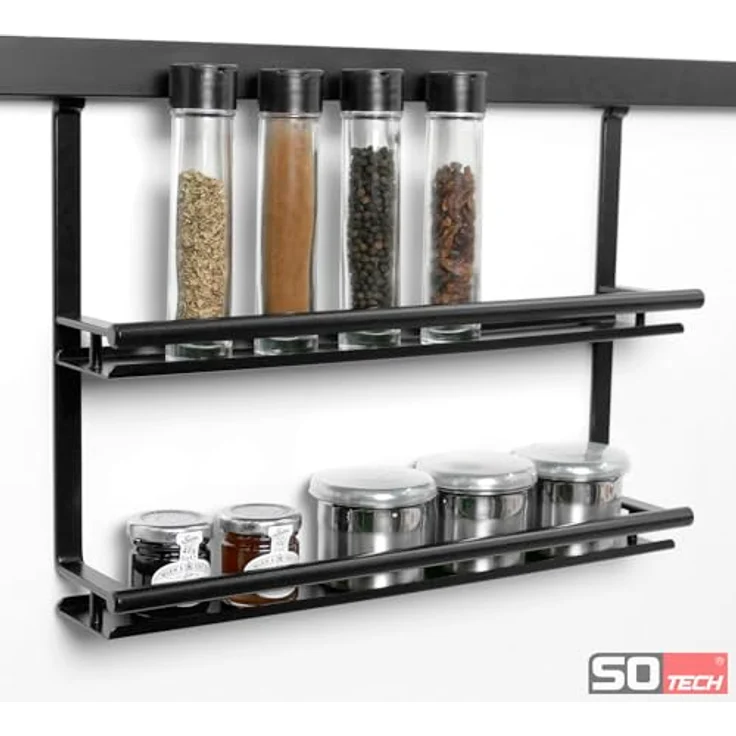 SOTECH Kesseböhmer Linero style Gewürzbord schwarz 2-etagig 380 x 80 x 271 mm zum Einhängen – Bild 4