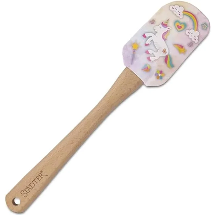 Staedter Teigschaber-Lucky Baking aus Holz/Silikon, flexibel und stabil, Temperaturbeständig, Mehrfarbig, 25 cm