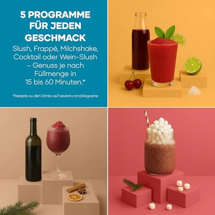 Severin 7410 Slush/Slushy Maschine, 2l, mit 5 Getränkemodi und 12h Keep Cool Technologie, einfach zu reinigen – Bild 5