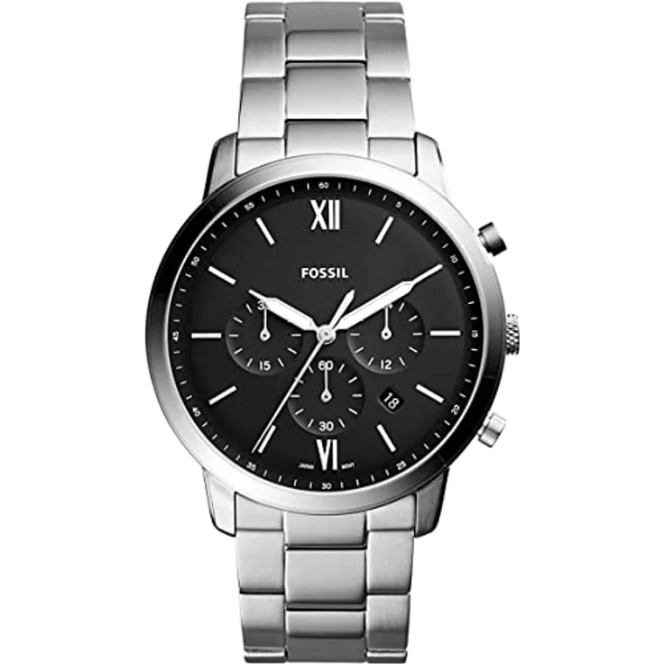 Fossil Herrenuhr Neutra, QuarzChronographenwerk, 44 mm silbernes Edelstahlgehäuse mit Edelstahlarmband, FS5384 – Bild 1
