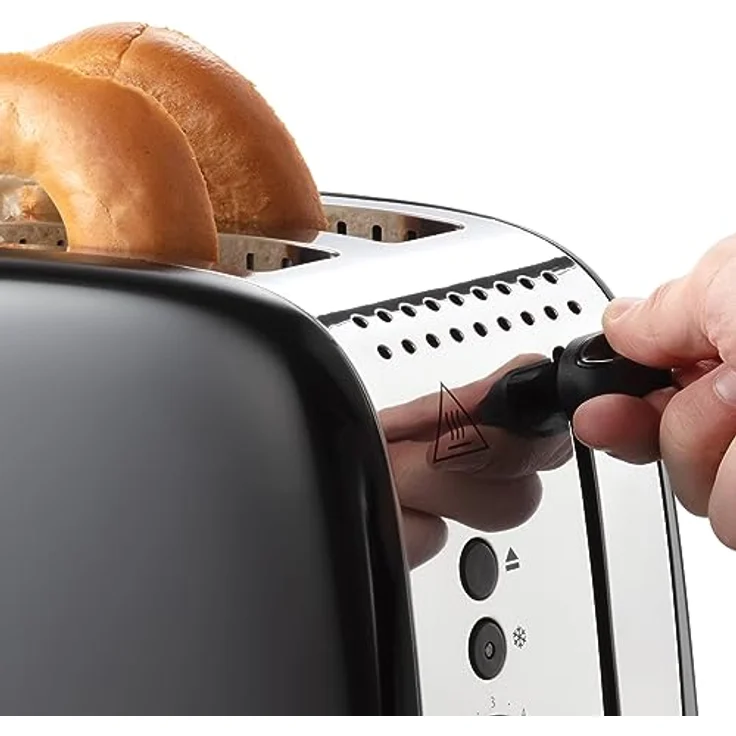 Russell Hobbs Toaster [für 2 Scheiben] Colours Plus Edelstahl Schwarz (extra breite Toastschlitze, inkl. Brötchenaufsatz, 6 Bräunungsstufen + Auftaufunktion, Lift & Look-Funktion, 1600W) 26550-56 – Bild 4