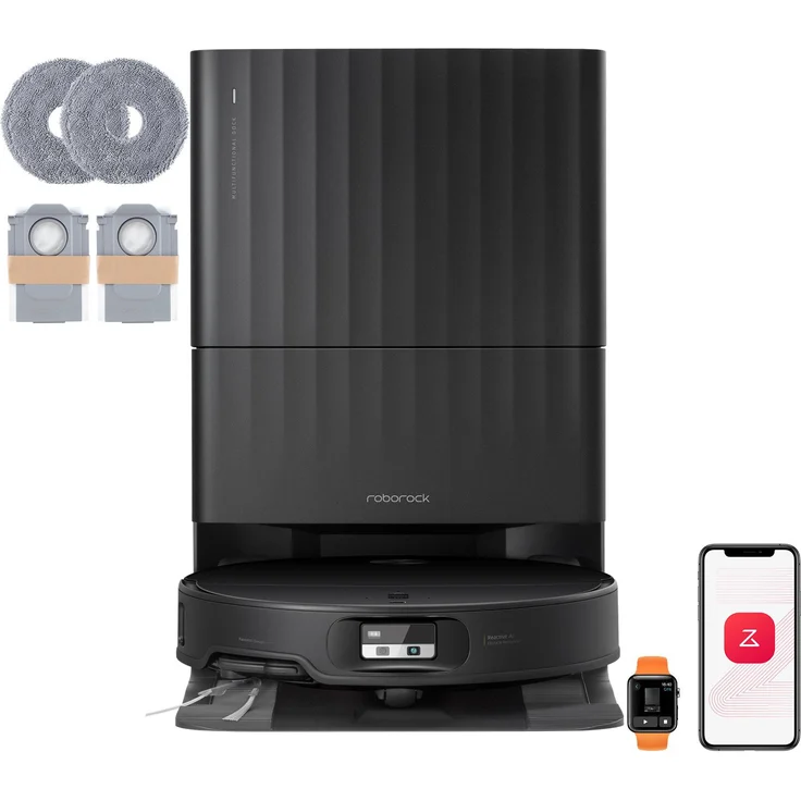 Roborock Qrevo Edge 2 Set, 25.000 Pa Saugroboter mit Wischfunktion und 80 °C Moppwäsche, inkl. Multifunktions-Dockingstation