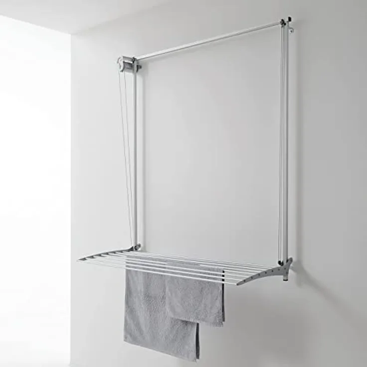 Foxydry Wandständer Wall, vertikaler Wäscheständer aus Aluminium und Stahl, höhenverstellbar, 88x52x137 cm (Grau, 80)