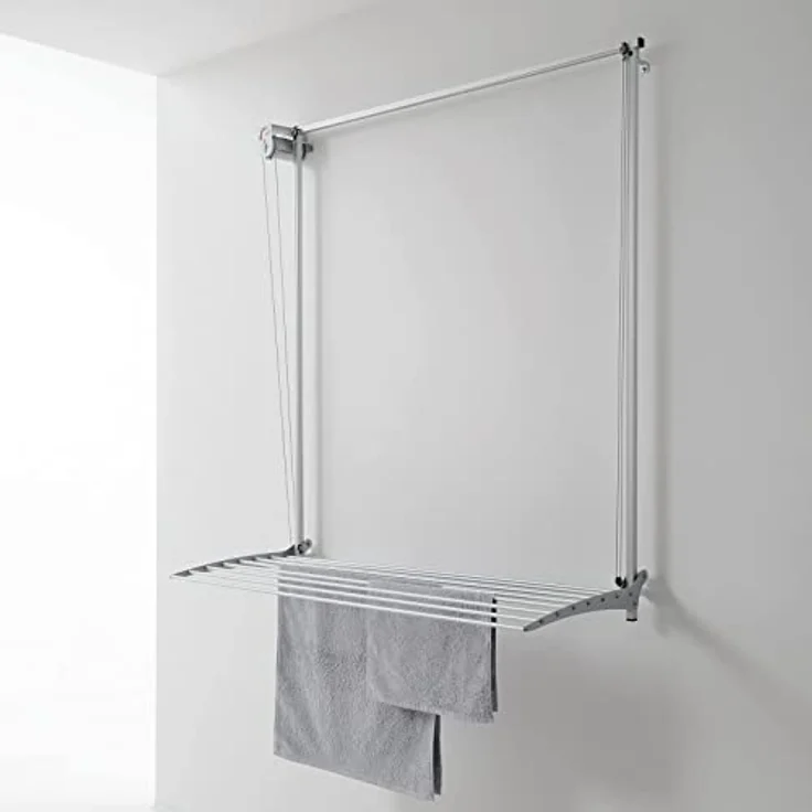 Foxydry Wandständer Wall, vertikaler Wäscheständer aus Aluminium und Stahl, höhenverstellbar, 88x52x137 cm (Grau, 80) – Bild 1