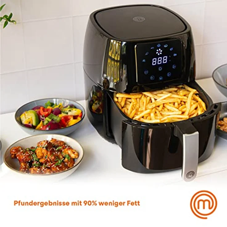 MasterChef Heißluftfritteuse, ohne Öl, 1400 Watt, 4.5 Liter Fassungsvermögen, schwarz – Bild 5