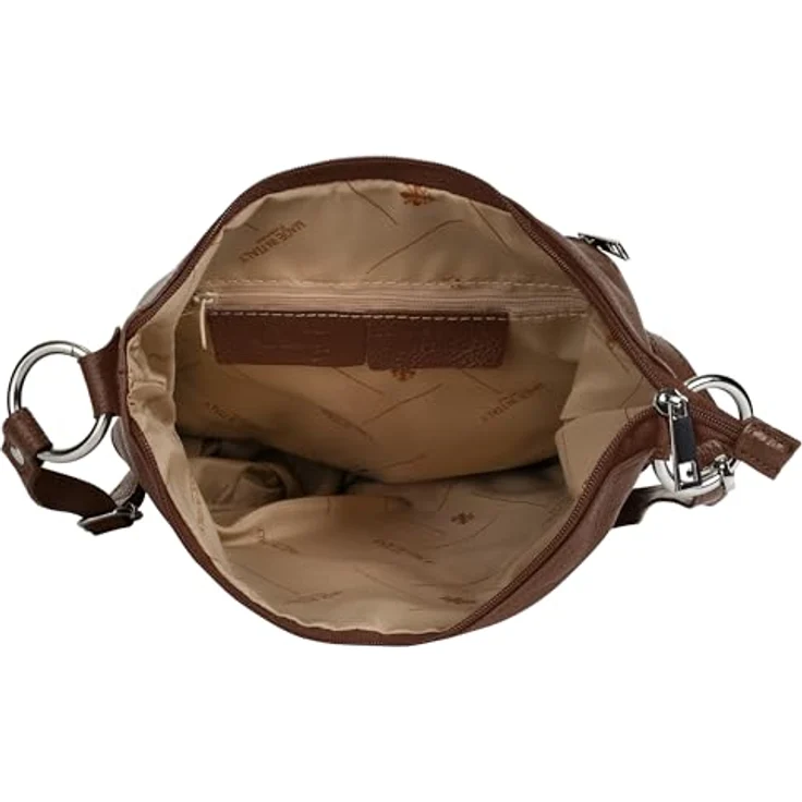 Cluty Umhängetasche, echt Leder, Made in Italy, 100% Rindleder, höhenverstellbarer Schultergurt 55-105 cm, schwarz – Bild 6