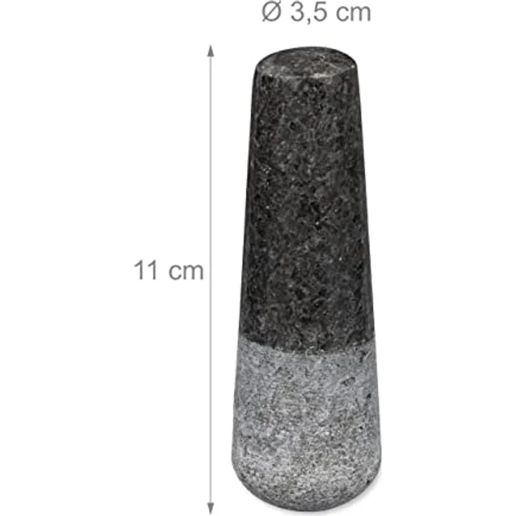 relaxdays Mörser Granit Mörser mit Stößel klein, aromatisches Zerkleinern von Gewürzen, robustes Naturmaterial, Grau – Bild 5