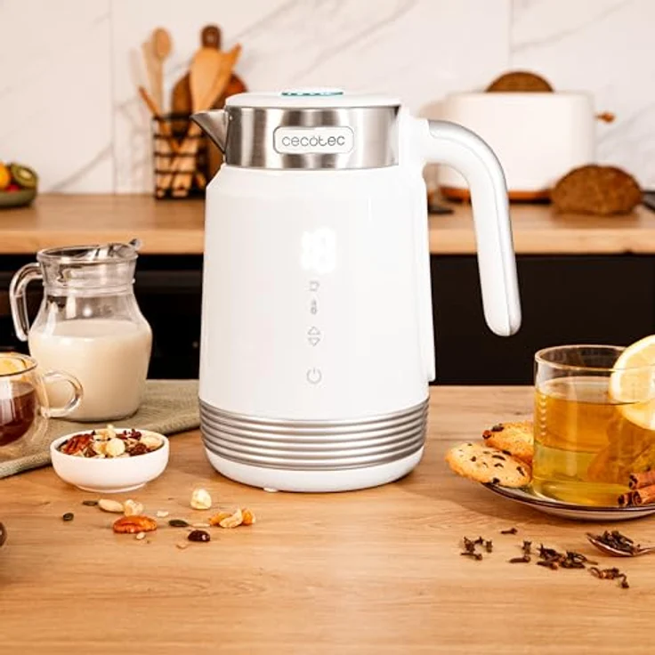Cecotec Wasserkocher ThermoSense 600 Touch White, 1,7 l, 2200 W, BPA-frei, Edelstahl und Kunststoff, Touchscreen, 360-Grad-Basis, LED-Betriebslicht – Bild 4