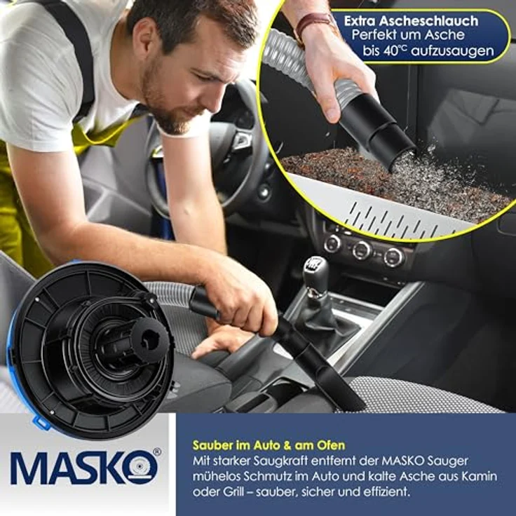 MASKO 6IN1 Industriestaubsauger Staubsauger Nass Trocken Sauger Aschesauger 2300W + Steckdose   Blasfunktion   Trocken-Saugen & Nass-Saugen   Industrie-Sauger mit & ohne Beutel   beutellos Blau – Bild 8
