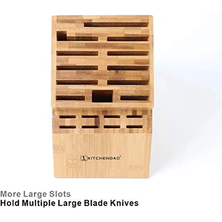 KITCHENDAO 20-Schlitz-Messerblock, umweltfreundlicher Bambusmesserhalter ohne Messer - Deluxe-Arbeitsmesser mit Mehreren großen Klingen, breitere Schlitze für einfacheren Halt – Bild 4