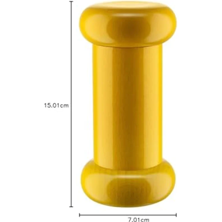 Alessi ES19 1 Salz-/Pfeffer-und Gewürzmühle aus Buchenholz, gelb 100 Values Collection, Steel – Bild 5