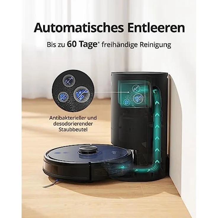 eufy RoboVac L35+ Hybrid Gen. 2023 Saug- & Wischroboter mit Absaugstation (WLAN Funktion, iPath Laser Navigation, 3200Pa Saugkraft, bis zu 60 Tagen ohne Staubbeutelwechsel, Elektronischer Wassertank) – Bild 2
