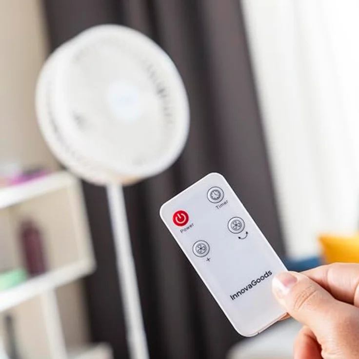 InnovaGoods Faltbarer wiederaufladbarer 3-in-1-Ventilator Fandle, 7,7'' mit 7200 mAh, 4 Geschwindigkeitsstufen, Timer und Fernbedienung – Bild 3