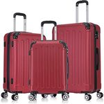 Flexot F-2045 Koffer, Rubin Rot, 3tlg Kofferset mit Zwillingsrollen und Hartschale
