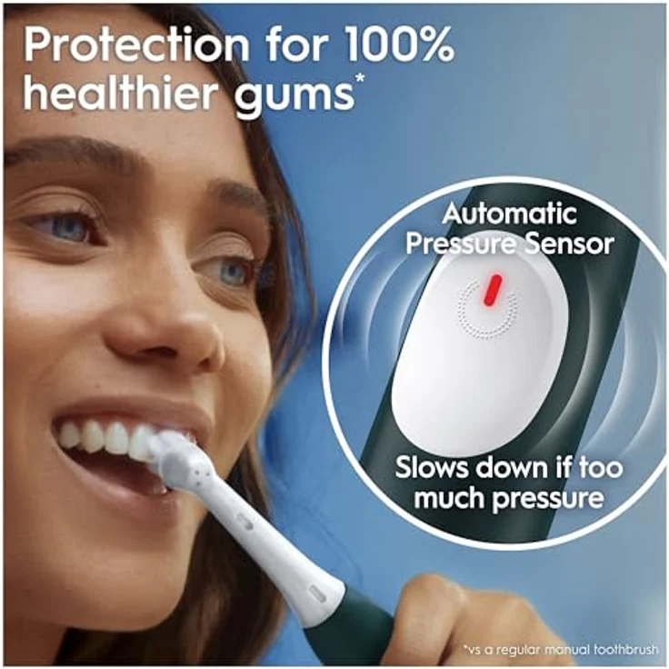 Braun Oral-B iO 2 Elektrische Zahnbürste, Grün, mit 1 Ersatzkopf, Micro-Vibration und Drucksensor – Bild 4