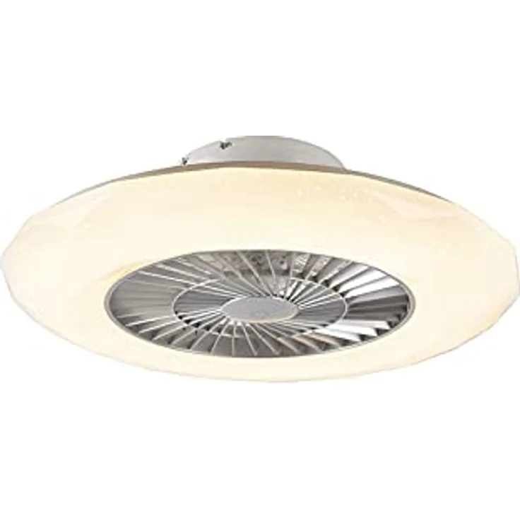 Qazqa - Design Deckenventilator mit beleuchtung silber inkl. LED mit dimmbarem Sterneffekt - Clima Dimmer I Dimmbar I Schlafzimmer - Kunststoff Rund - I LED
