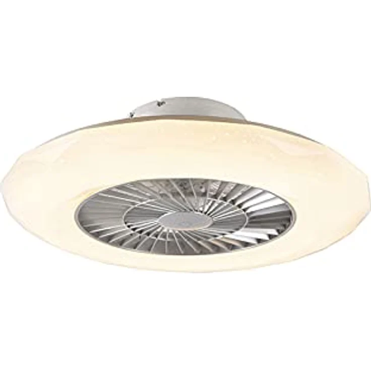 Qazqa - Design Deckenventilator mit beleuchtung silber inkl. LED mit dimmbarem Sterneffekt - Clima Dimmer I Dimmbar I Schlafzimmer - Kunststoff Rund - I LED – Bild 1