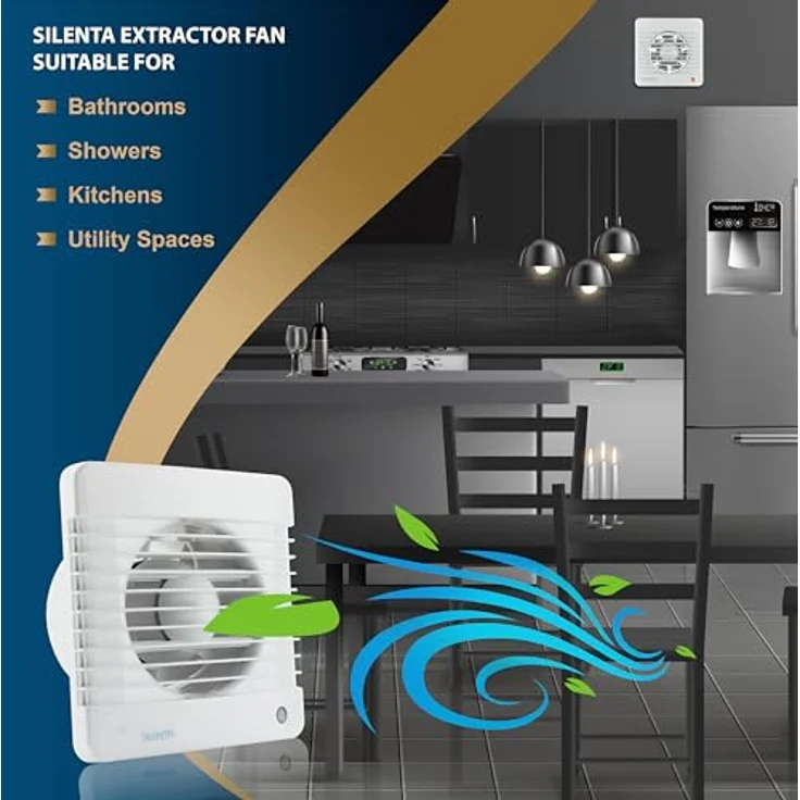 VENTS Silenta-M 100 T, Kleinraumventilator Wandventilator mit Nachlauf, weiß, 78 m³/h, 26 dB(A) – Bild 7
