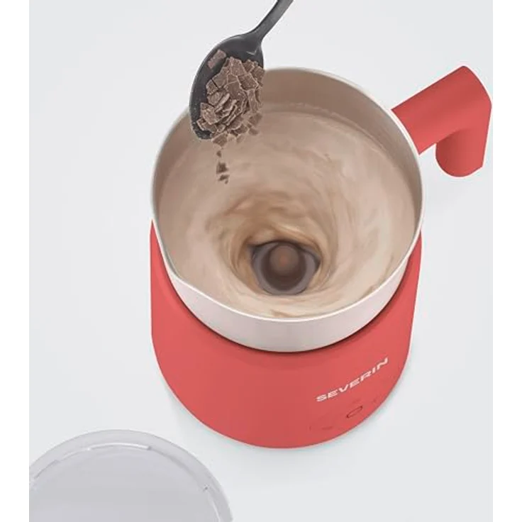 Severin SM 3595 Induktions-Milchaufschäumer, elektrischer Milchschäumer mit Edelstahlbehälter, kaltes und warmes Aufschäumen, Schokoladen-Funktion, geeignet für vegane Milch, pink – Bild 3