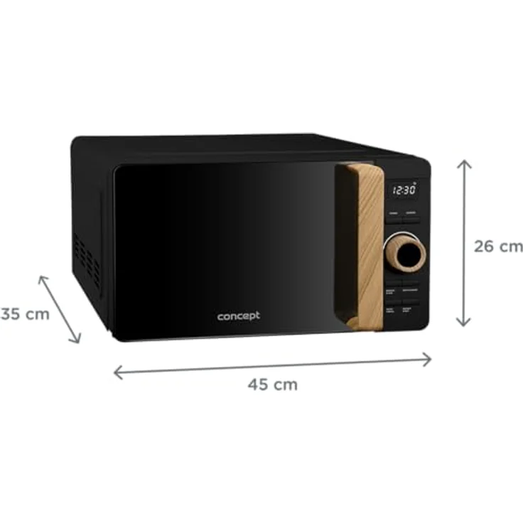 Concept Mikrowelle Nordic, 20 l, 800 W, 8 Automatikprogramme, schwarze Farbe mit Holzelementen, 270 mm Drehteller – Bild 4