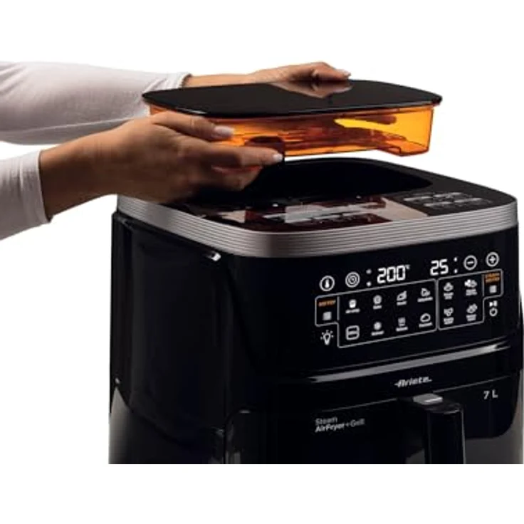 Ariete 4636 Heißluftfritteuse mit Dampf+ Grillfunktion, 1700W, Trocknungsfunktion, 10 Kochfunktionen, transparenter Korb, Timer, Innenbeleuchtung, Schwarz – Bild 4