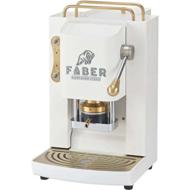 Faber Coffee Machines Pro Deluxe 3.0, Kaffeepadmaschine in Messing mit ESE-Pads und hochwertigem 3D-Logo, Glas-Wassertank – Bild 1