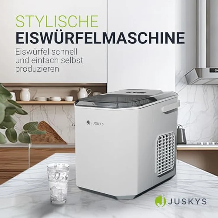 Juskys Eiswürfelmaschine IceOracle - Cocktail Eiswürfel in 6-13 min - Mini Eiswürfelbereiter für 12 kg/Tag - Großer Eiswürfelbehälter - Weiß – Bild 2