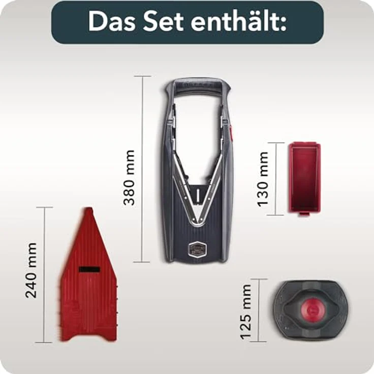 Börner Vital Mandoline Gemüsehobel Basis Set (4-tlg.) • Gemüseschneider (V-Hobel) für Obst & Gemüse + Zubehör • 4 Schnittarten • Küchenhobel – Bild 2