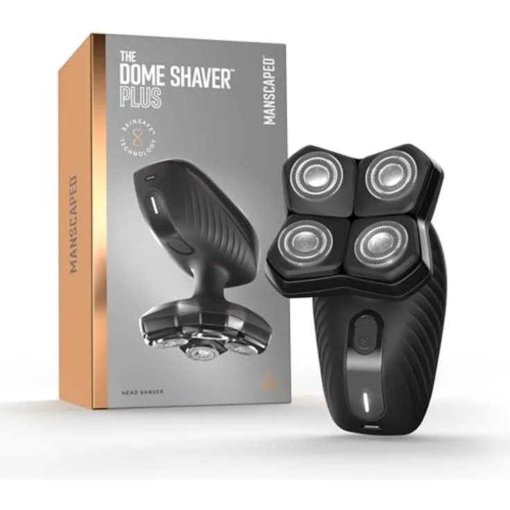 Manscaped Refining The Gentleman The Dome Shaver™ Plus Herren Kopfrasierer – Vier Doppelspur-Rotationsklingen mit SkinSafe® & FlexAdjust-Technologie, wasserdicht, USB-C-Ladung, magnetisches, abnehmbares Klingenpolster, – Bild 1