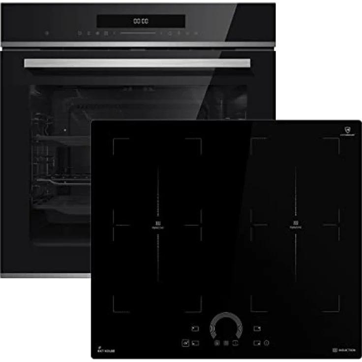 Autarkes Herdset: 60cm Einbaubackofen EB8019EDP + 59cm Induktionskochfeld IH85904FZ | Pyrolyse | Pizzafunktion | Grill | Umluft | Heißluft | Teleskopauszüge | Automatik-Timer | SET8019IH594FZ - Preisvergleich – Bild 1