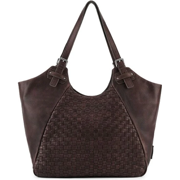FredsBruder Calm Weave Shopper Tasche aus 100% Leder, 45 cm, braun