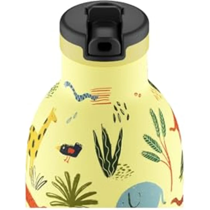 24 Bottles Kids Clima Bottle Jungle Friends, isolierte Trinkflasche aus Edelstahl, 330 ml, bunt mit Strohhalm für Kinder – Bild 2