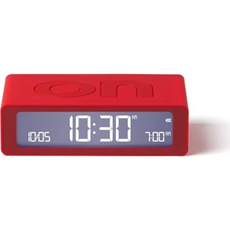 LEXON Flip Mini, digitaler LED-Reisewecker mit On/Off-Funktion, einstellbarer Helligkeit, wiederaufladbar und berührungsempfindlich - Rot – Bild 1
