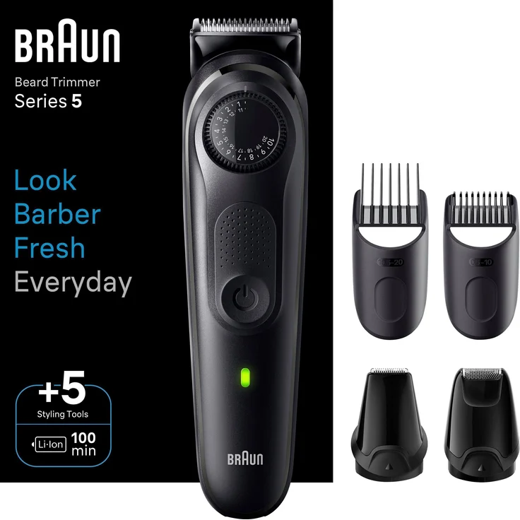 Braun Haarschneider Barttrimmer BT5430, Präzises Trimmen mit 40 Einstellungen, Wasserdicht – Bild 1