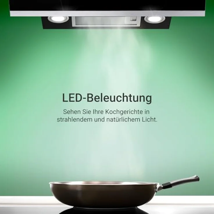 KKT KOLBE HERMES8005S Dunstabzugshaube 80 cm Edelstahl schwarzes Glas LED-Beleuchtung SensorTouch-Bedienung A+++ – Bild 5