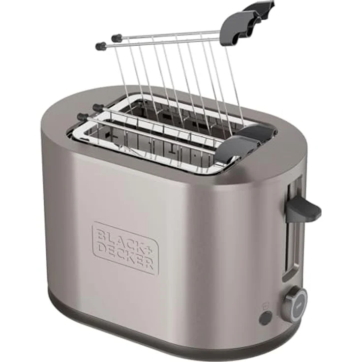 Black+Decker - Toaster BXTO901E 900W | 2 Schlitze mit Selbstzentrierung | 7 Bräunungsstufen | 3 Glimmer-Heizbänder | 3 Funktionen | Herausnehmbare Krümelschublade | Edelstahl – Bild 2