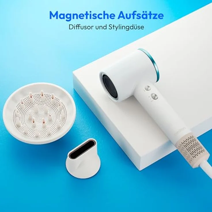 MEDION Haartrockner mit Diffusor HD1 (Ionen Technologie, 1.600 Watt, Stylingdüse, magnetische Aufsätze, langlebiger BLDC Motor, LED Ringlicht, langes Netzkabel) weiß – Bild 5