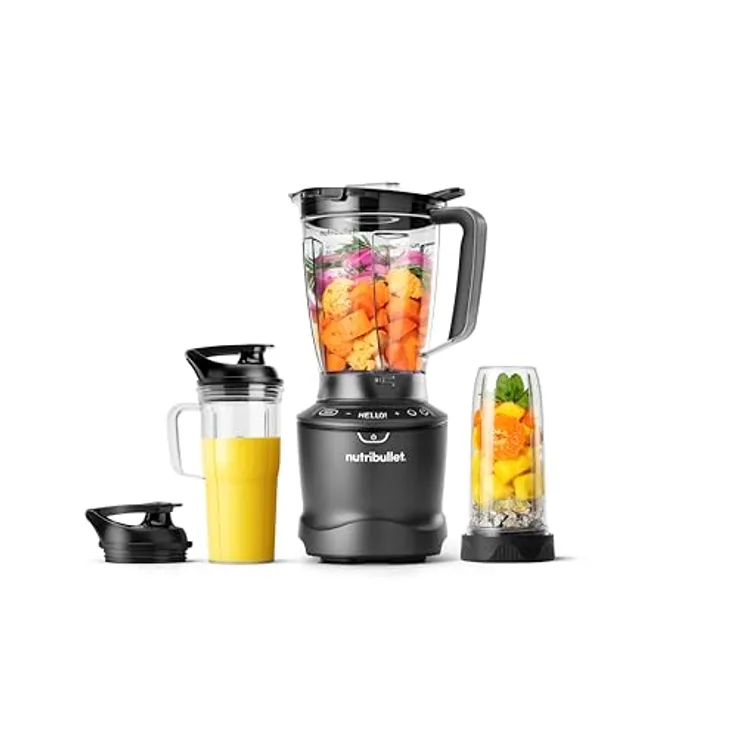 NutriBullet Smart Sense Standmixer NBF550DG, 1500 Watt Motor, Smart-Automatikzyklus, Edelstahl