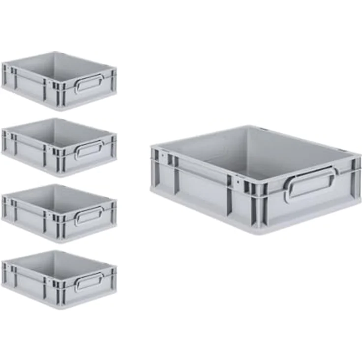 PROREGAL Eurobox NextGen Economy, SuperSparSet 5x mit Scharnierdeckel, Schwarz, 11 Liter, HxBxT 12x30x40cm, lebensmittelecht, stapelbar – Bild 3