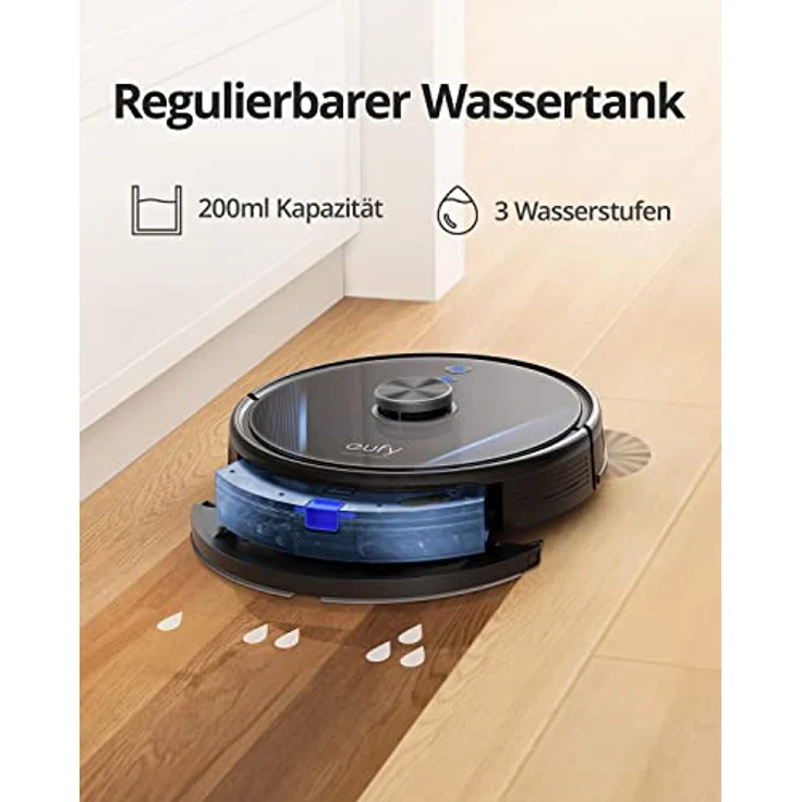 Eufy Clean LR30 Hybrid+ Saugroboter mit Wischfunktion und Absaugstation, 145 min Akkubetrieb, 3000 Pa Saugleistung, iPath Lasernavigation, schwarz – Bild 5